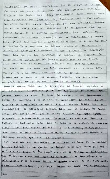Segunda página de la ampliación de la declaración de Fariña ante el juez Casanello