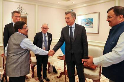 El presidente Mauricio Macri mantuvo esta mañana una audiencia con las máximas autoridades de la Cámara de Aceiteros de la India, en el hotel Taj Mahal Palace de la ciudad de Mumbai