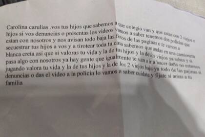 El amenazante mensaje recibido por una víctima luego de ser desvalijada su vivienda