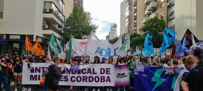 Seis cuadras de marcha sobre la céntrica Avenida Colón, en Córdoba