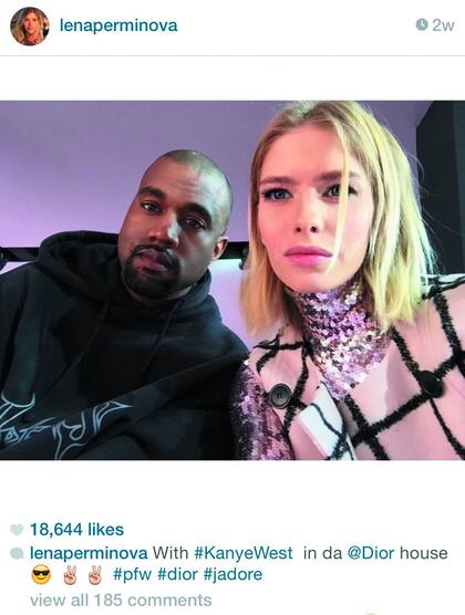 Selfie de Lena Perminova con Kanye West