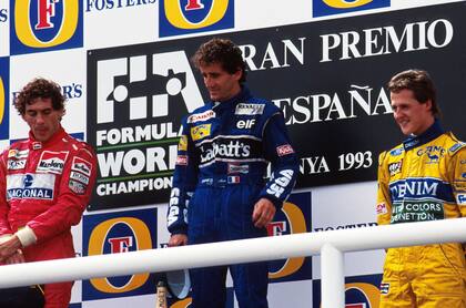 Senna, Prost y Schumacher en el GP de Barcelona el 9 de mayo 1993
