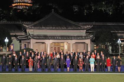 Los líderes estatales posan para una foto de grupo en la cumbre del G20 en Hangzhou, China, el 4 de septiembre de 2016