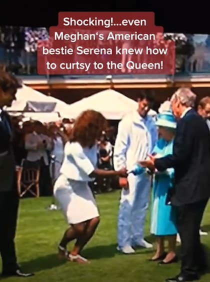 Serena Williams hizo una reverencia cuando saludó a la reina Isabel II