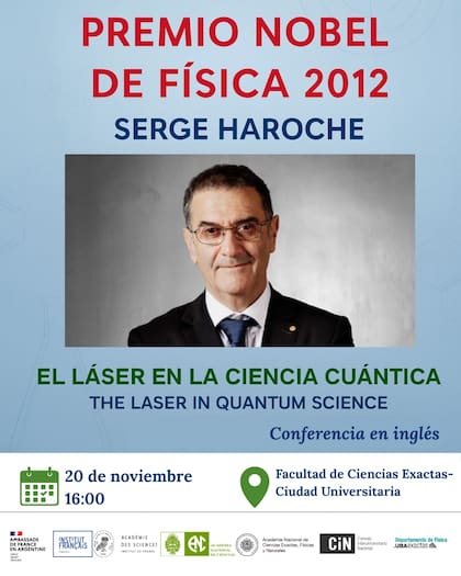Serge Haroche, premio Nobel de Física en 2012, brindará una conferencia en Buenos Aires