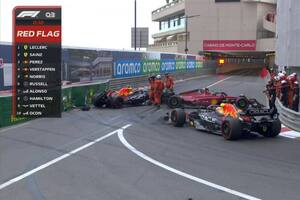 Sergio "Checo" Pérez se golpeó, Carlos Sainz no lo pudo evitar y la clasificación se terminó en Mónaco; detrás, el campeón Verstappen