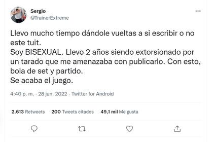 Sergio decidió revelar que es bisexual para no soportar más la extorsión de un hombre que salió con él
