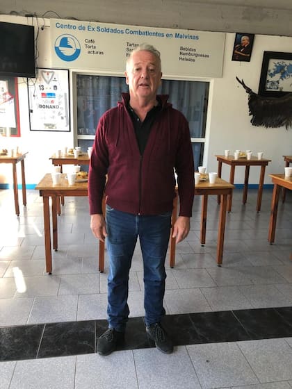 Sergio Delgado en el centro de ex soldados combatientes de Malvinas. Foto: gentileza José Luis Capurro