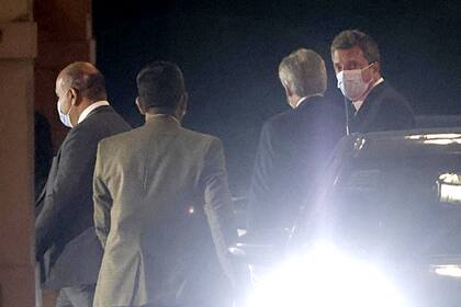 Sergio Massa, anoche, al salir de la Casa Rosada con el Presidente