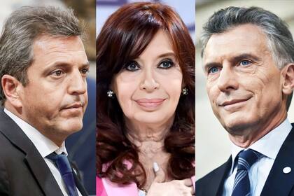 Sergio Massa, Cristina Kirchner y Mauricio Macri