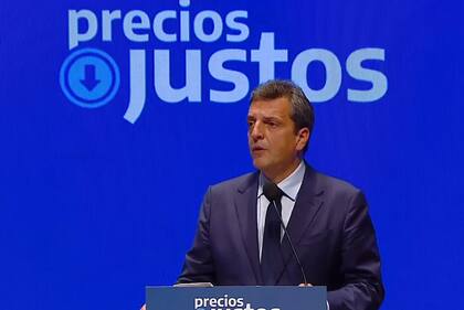 Sergio Massa durante el lanzamiento de "Precios Justos"