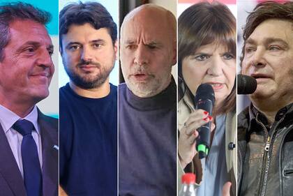 Sergio Massa, Juan Grabois, Patricia Bullrich, Horacio Rodríguez Larreta, javier Milei