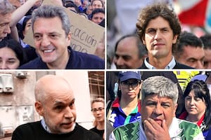 Sergio Massa, Martín Lousteau, Horacio Rodríguez Larreta y Pablo Moyano en la marcha universitaria