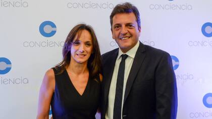 Sergio Massa y Malena Galmarini, anoche, en la cena de Conciencia