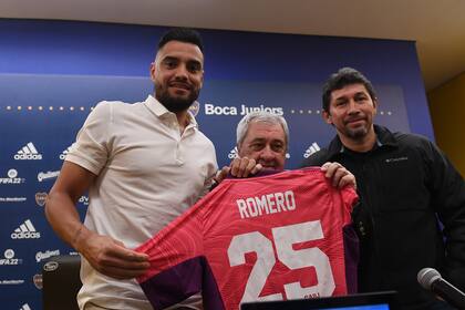 Sergio Romero en Boca, con Jorge Ameal y Jorge Bermúdez