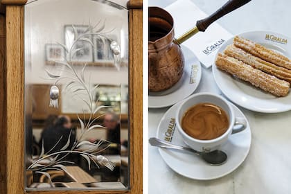 Servido en el típico jarro de bronce y fiel al espíritu del bar, el chocolate usado para la famosa bebida caliente de La Giralda es de una marca española