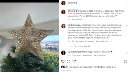 Shakira deseó a sus fans un buen inicio de año