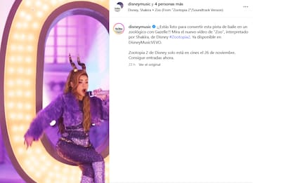 Shakira lanzó "Zoo", su más reciente sencillo, que también será el tema principal de la película de Disney (Foto: Captura Instagram)