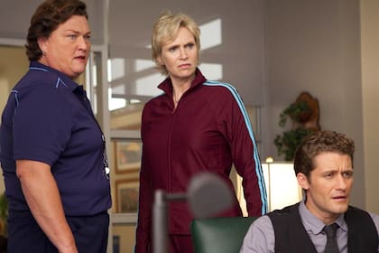 Shannon Beiste, Sue Sylvester y Will Schuester en Glee