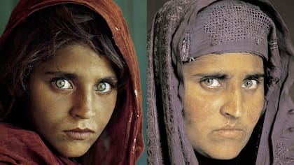 Sharbat Gula, la primera foto que le tomaron a "la muchacha afgana" y la segunda tras su reencuentro con el fotógrafo que la retrató