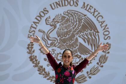 Sheinbaum, ayer, durante el acto