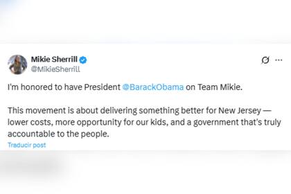 Sherrill mostró su agradecimiento a Obama por su respaldo