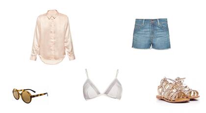Short (Wanama, $1190) Camisa (Paula Cahen Danvers, $1700) Soutien (Belleugene) Sandalias (Anca & Co, $1540) Anteojos (Absurda)