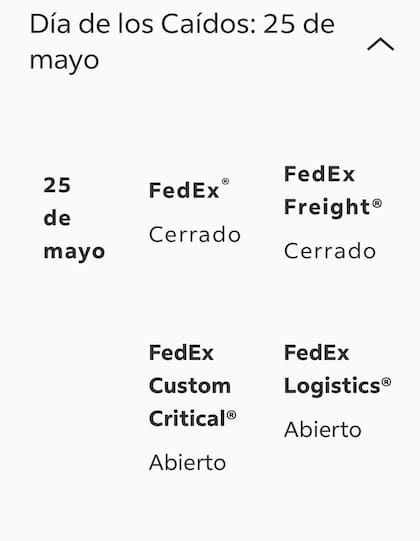 Si bien el cierre será general, hay una excepción para los envíos de urgencia, como FedEx Custom Critical