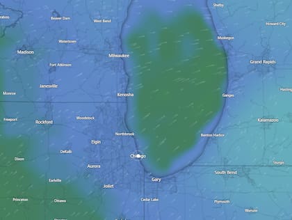 Si bien este fin de semana habrá un alivio en la temperatura, se espera una ola de frío en Chicago en los próximos días (captura Windy)