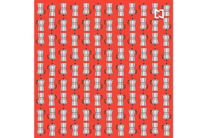 Si prestás atención descubrirás que hay cuatro cafeteras que difieren en algo del resto