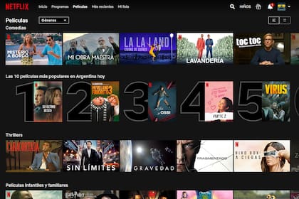 Si se desea ver cuáles son los films más populares hay que ingresar a la sección Películas para ver el Top 10 del día