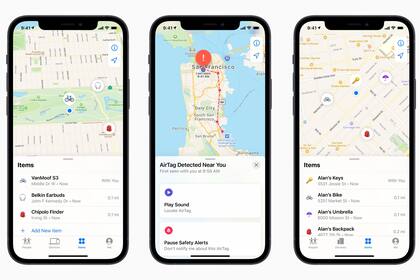 Si un AirTag está extraviado (es decir, lejos de su dueño) Apple puede pedirle a otros dispositivos que miren cerca suyo si lo detectan