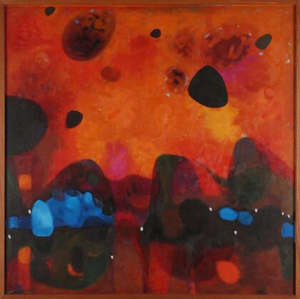 "Siete volcanes"; Antúnez pintó esta obra mientras era director del Museo de Arte Contemporáneo (1962–1964), en una pequeña oficina lateral que utilizaba de taller