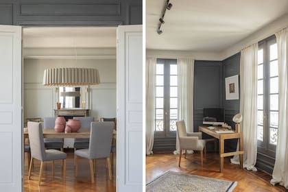 Silla y escritorio (Nativa Muebles). Lámpara con base de roble y cerámica artesanal (ThiaraK + I Wish). Alfombra persa antigua (Deco Vintage New).