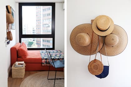 Sillón (Laura O) con funda de lino, alfombra redonda (La Redoute), silla ‘Metal G’ (Quiu).