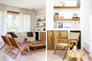 Sillón ‘Net’ de petiribí con esterilla francesa y mesa de arrime (todo de Lolo & Co).