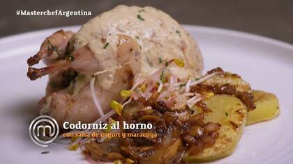 Silvana presentó un plato de codorniz al horno rellena de hongos con salsa de yogurt y maracuyá