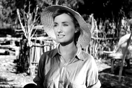 Silvia Legrand durante el rodaje de "Campo arado" del año 1959