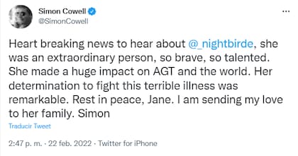 Simon Cowell se expresó en Twitter tras la triste noticia (Foto: Captura Twitter/@SimonCowell)