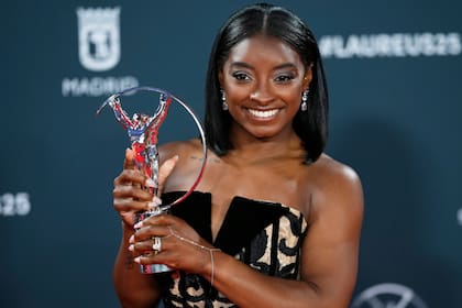 Simone Biles, el último lunes en Madrid, al recibir el Premio Laureus a la Deportista Mundial del Año