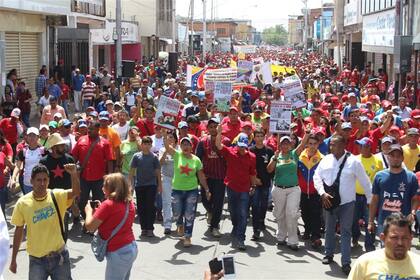 Simpatizantes chavistas contra la OEA, en la localidad de Cojedes