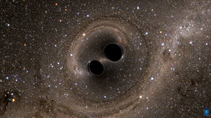 Simulación de la fusión de dos agujeros negros que habrían originado las ondas gravitacionales medidas por LIGO