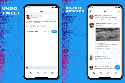 Sin avisos y con la posibilidad de deshacer un tuit, dos de las funciones disponibles en el abono de pago de Twitter Blue, disponible actualmente en los Estados Unidos, Canadá, Nueva Zelanda y Australia