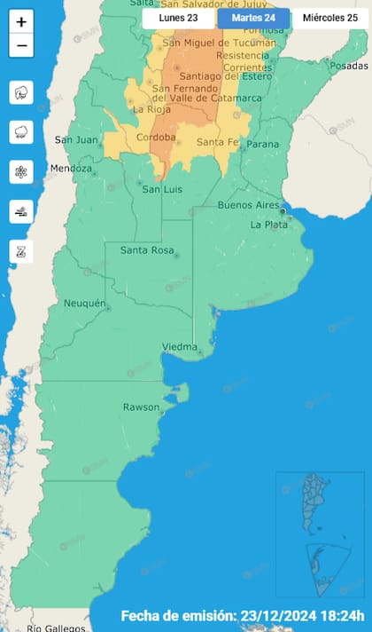 Sistema de Alerta Temprana para el 24 de diciembre