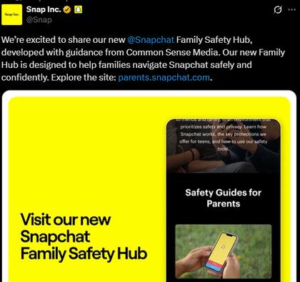Snapchat presenta herramienta de control parental. X / Snapchat