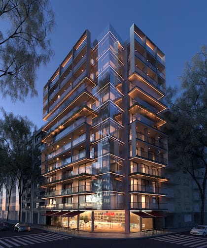 Sobre el 1500 de la avenida se desarrolla un edificio de 12 pisos con departamentos de dos y cuatro ambientes