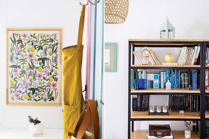 Sobre el mueble, lámina importada (Tienda VP) y maceta (Bizcocho Cerámica)