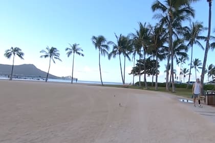 Sobre la arena de Waikiki Beach, en Hawaii