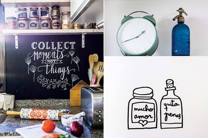 Sobre la heladera con vinilo (Qualcosa), reloj (Editor Market) y sifón antiguo