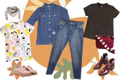 Sobre una misma base de jean se construyen dos looks distintos